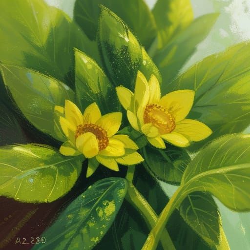 Aphids on Leaf: Detailed Macro Oil Painting