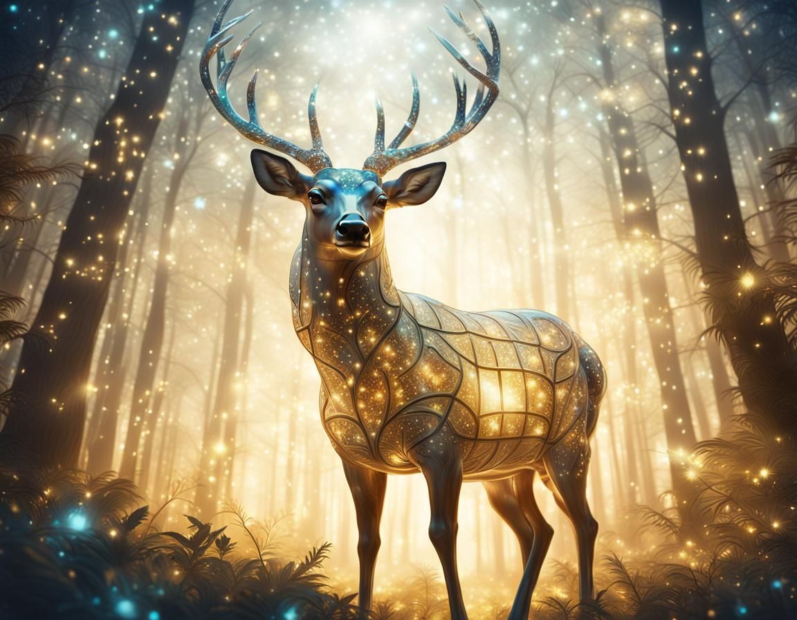 Glass Deer in Mystical Forest: Magical Realism