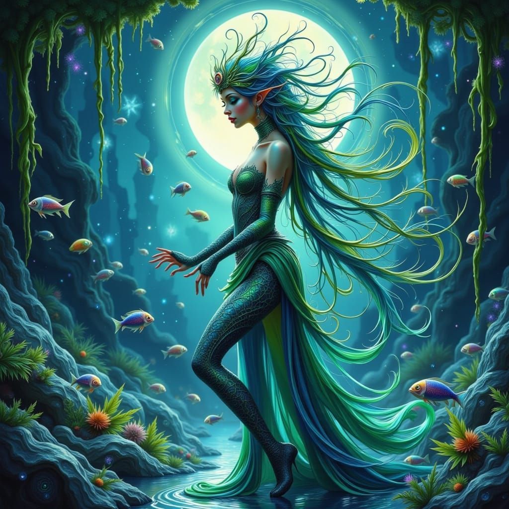 Water Elemental in Whimsical Fantasy Style