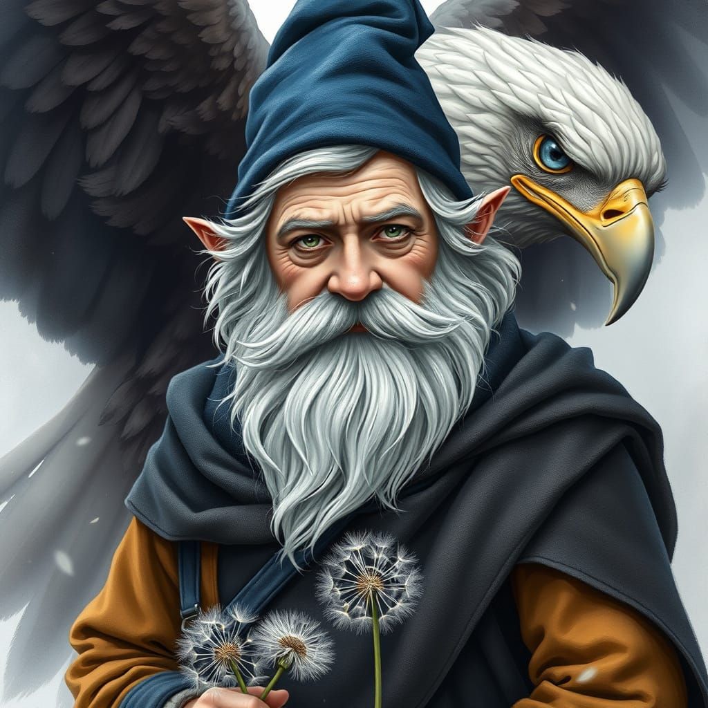 Serene Gnome in Whimsical Watercolor Style