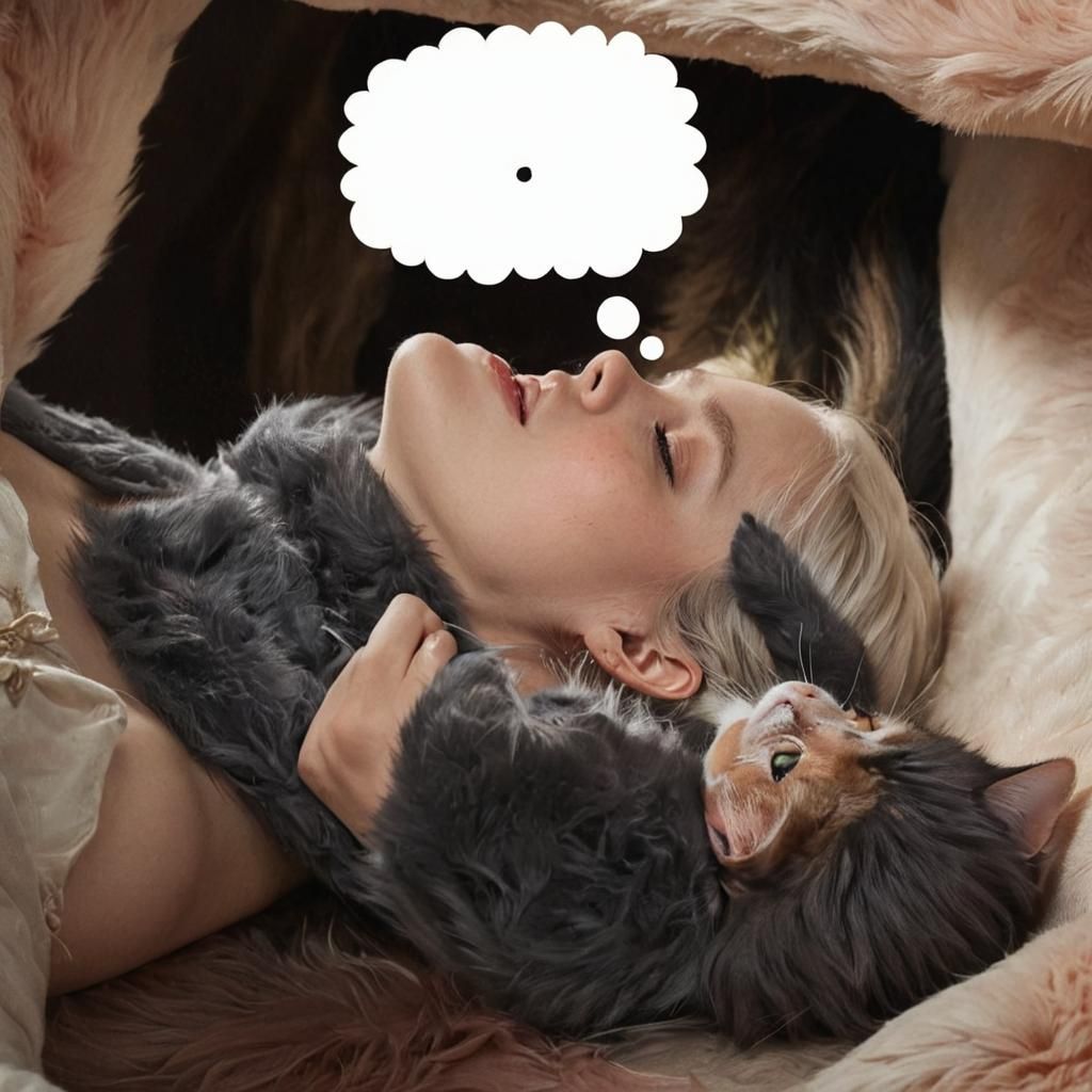 Woman with Cat: Dark Fantasy Digital Art