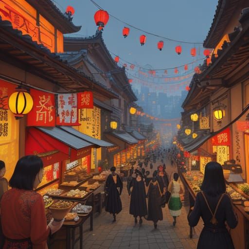 Whimsical Chongqing City Life in Folk-Inspired Cartoon Style