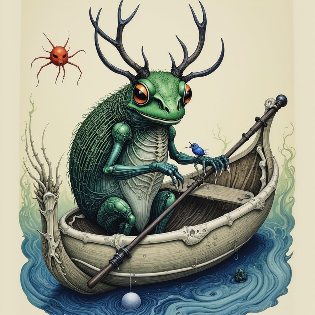 Fairy Tale Twist on Exotic Amphibian's Bone Boat Voyage