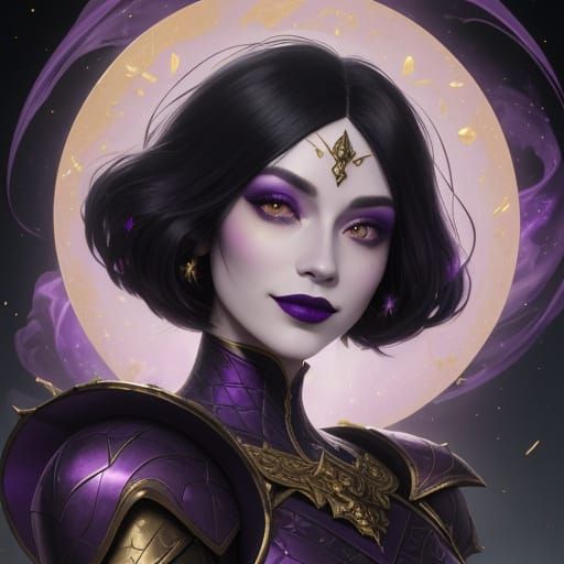 Gothic Fantasy Warrior in Golden Sunset Armor