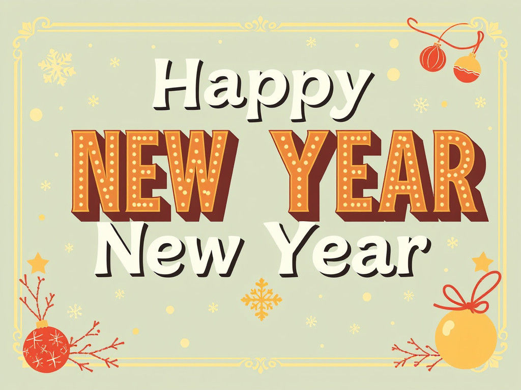 Vintage 'Happy New Year' Holiday Card Design