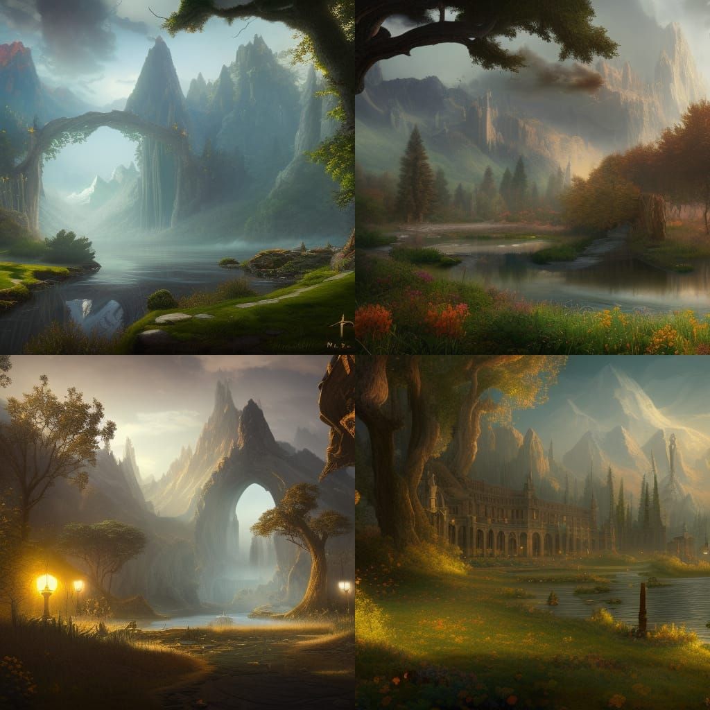 Detailed Matte Painting of Willow Park in Fantasy Style