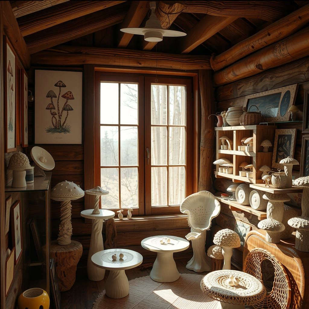 Whimsical Mushroom Hideaway in Artistic Abundance