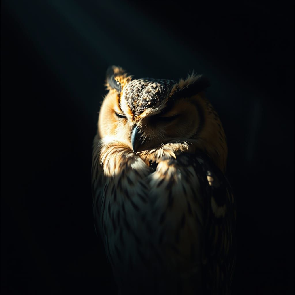 Daylight Nap: Owl in Cinematic Lighting