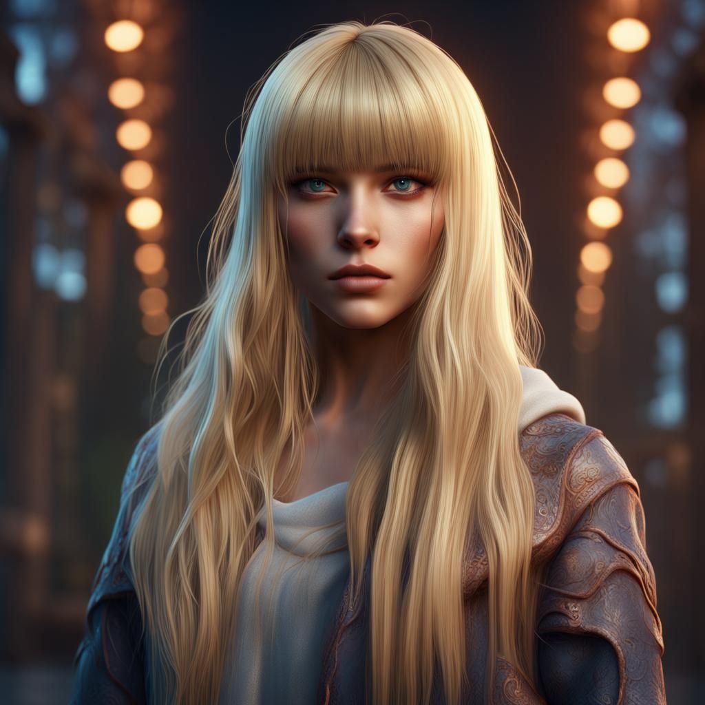 Blonde Teenager with Bangs in Fantasy Art