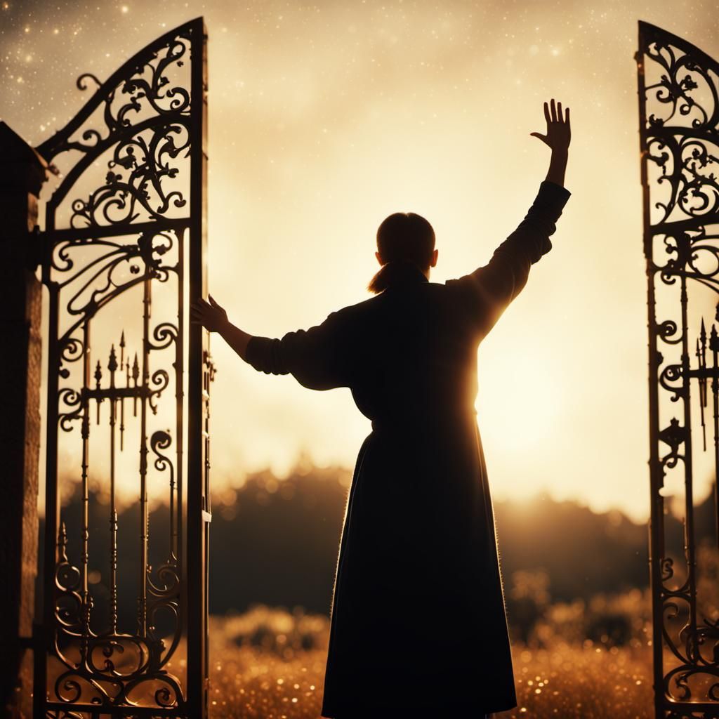 Heavenly Gates: Cinematic Film Still in Divine Light