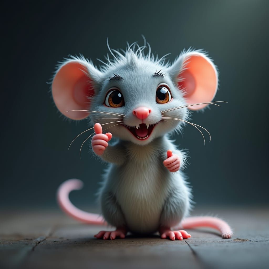 Mischievous Translucent Rat Giving Thumbs Up