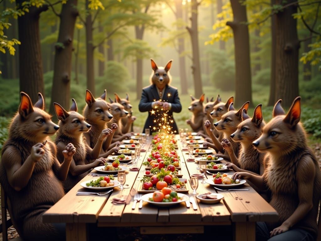 Forest gourmet chef reveals the dinner for the troupe