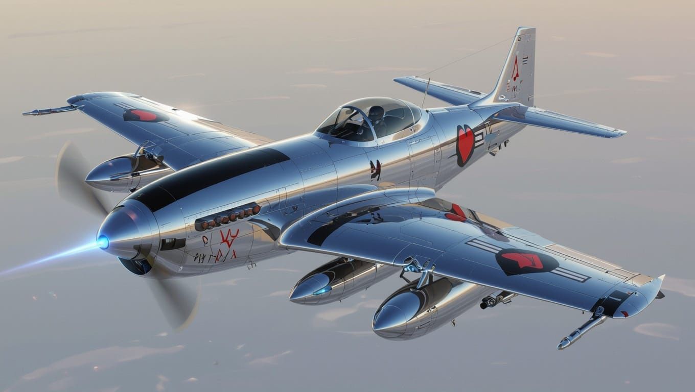 Cyberpunk-Inspired Spacecraft in Silver Chrome with Blue Ion...