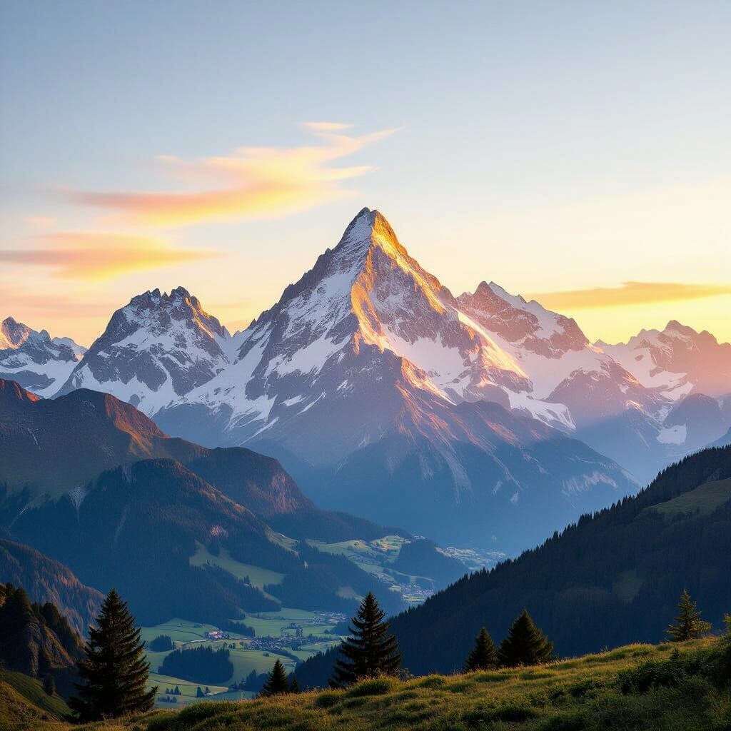 Majestic Swiss Alps at Golden Hour