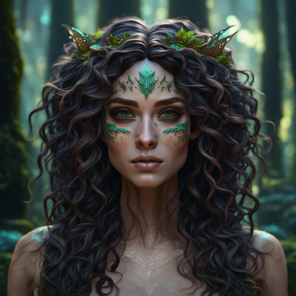 Forest Nymph in Detailed Matte Painting Style
