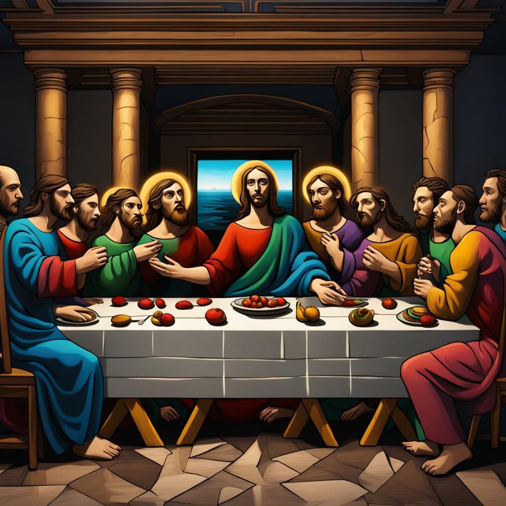 The Last Supper in Picasso-Inspired Cubist Style