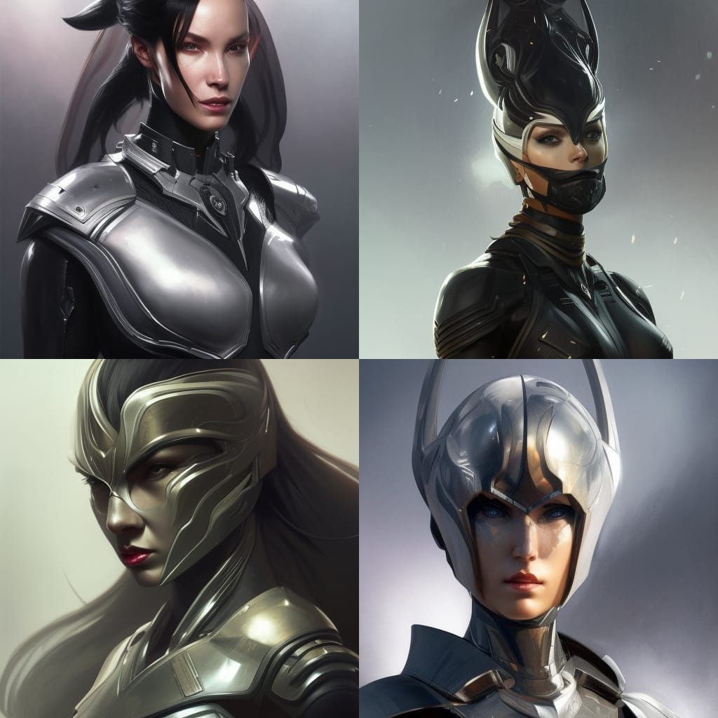 Female Villain in Sleek Black Modern Armor