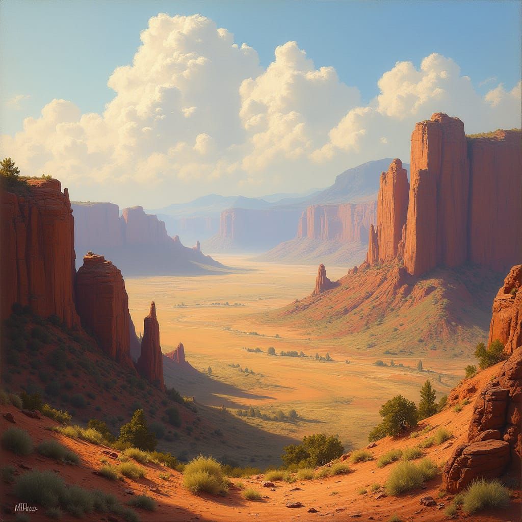 Hopeful Uplifting Landscape in Impressionistic Style