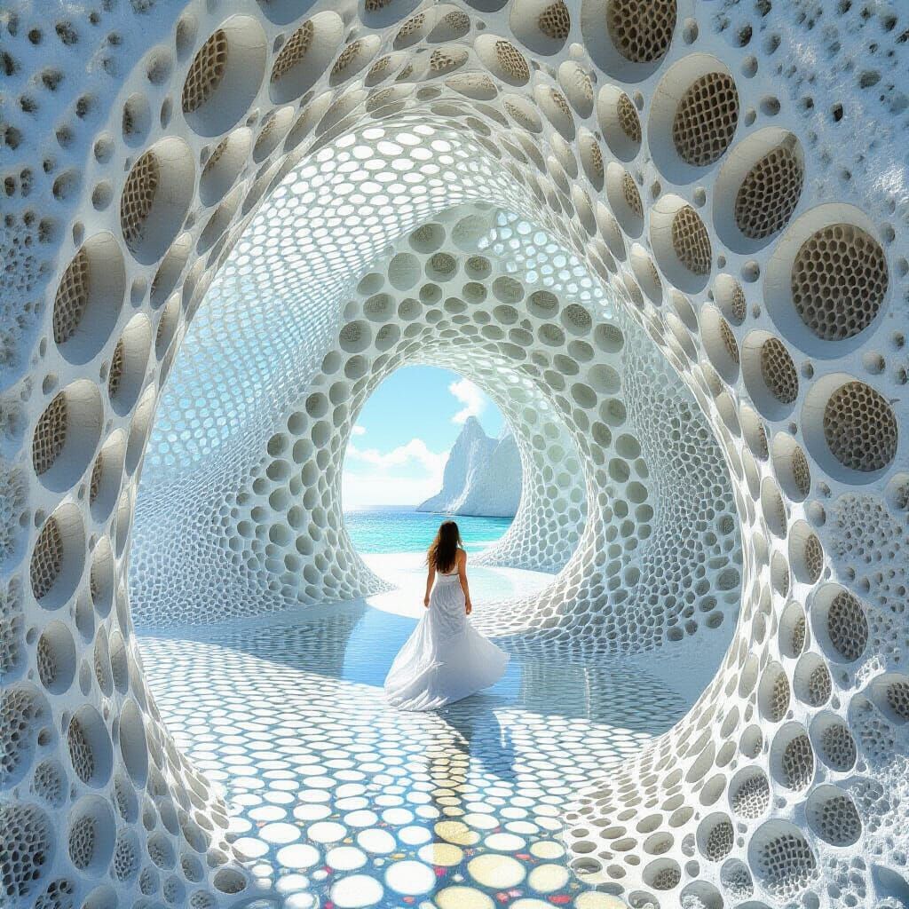 Surreal Fractal Dreamscape with Sea Cliffs and Mushrooms