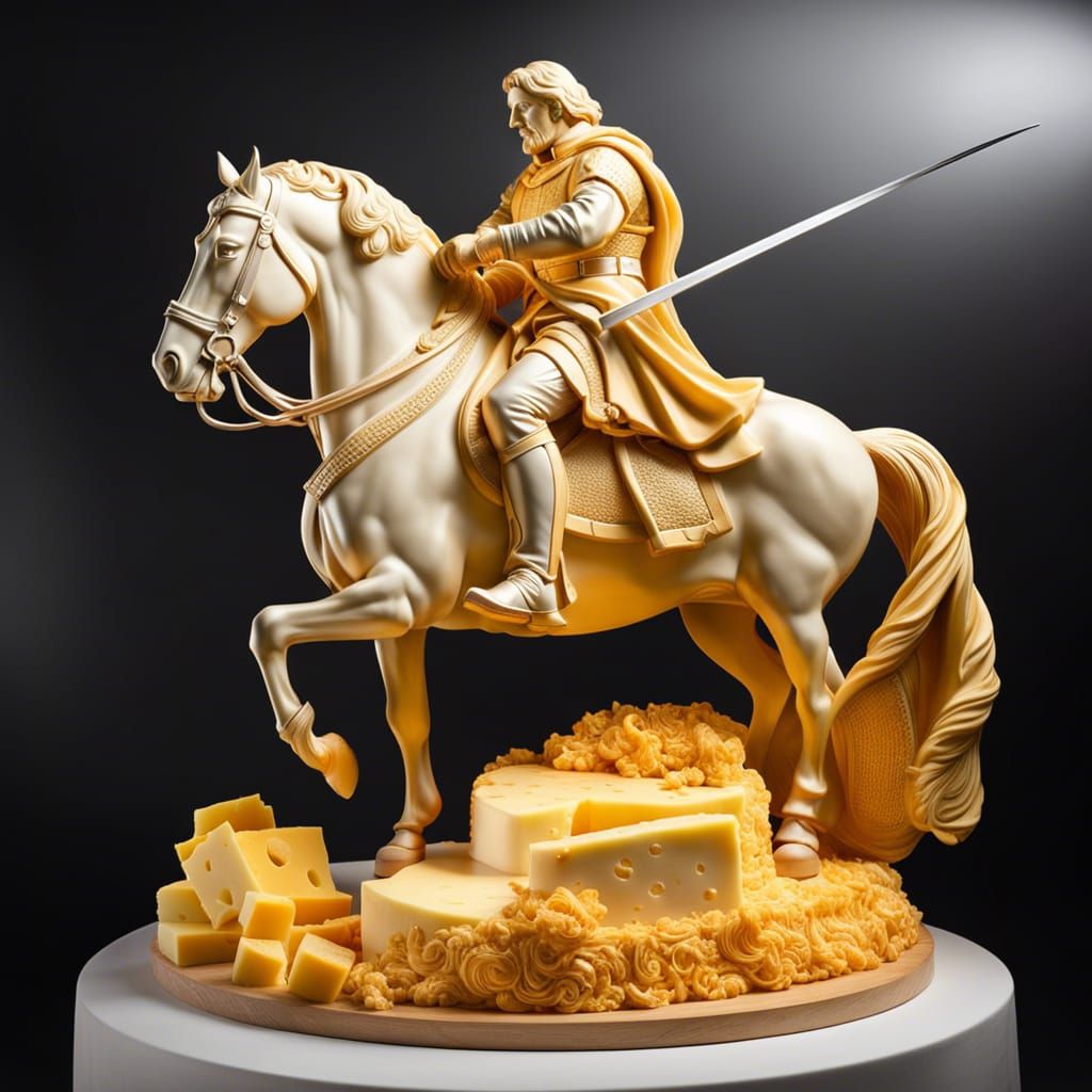 Cheese Knight Sculpture on Horseback