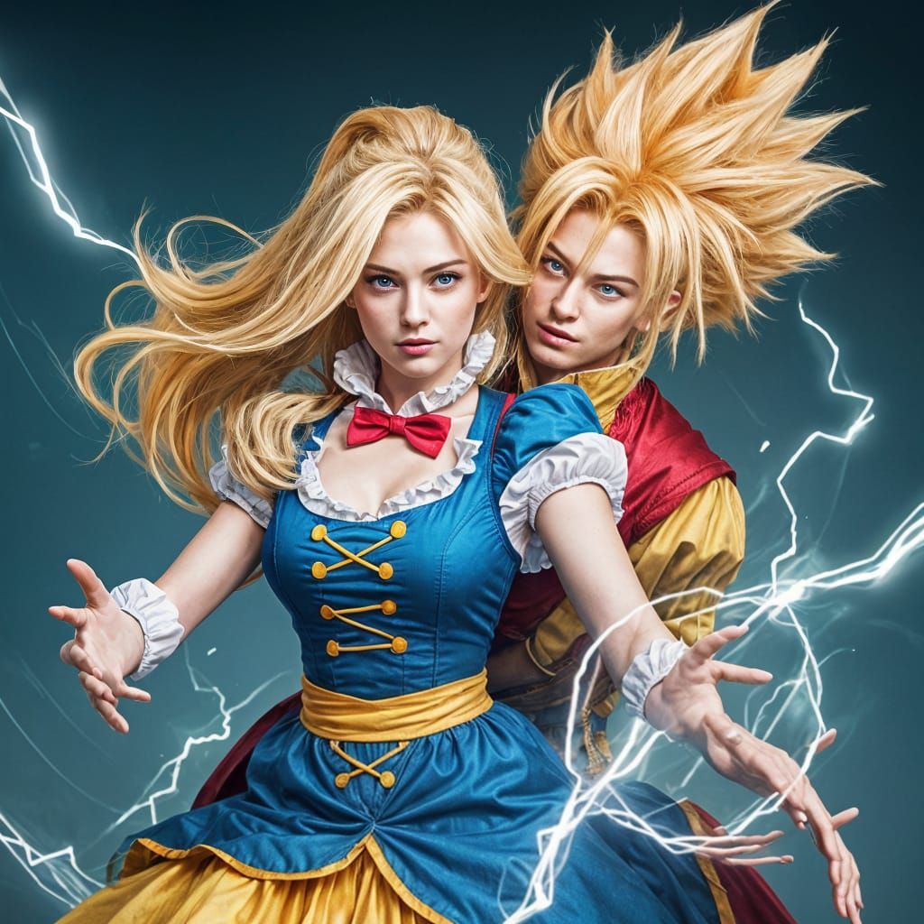 Glamorous Superheroine in Whimsical Wonderland