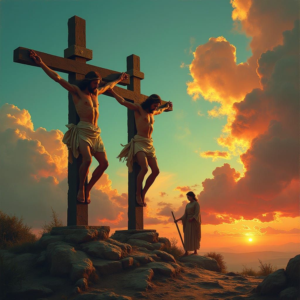 Crucifixion of Christ in a Fantastical Landscape