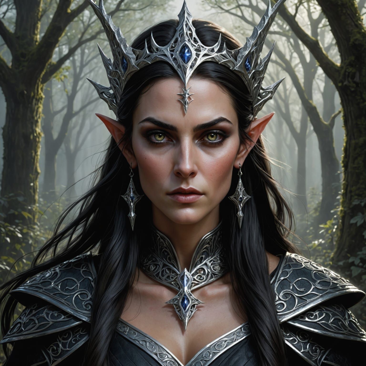 Hyperrealist Fantasy Art: Sinister High Elf Priestess