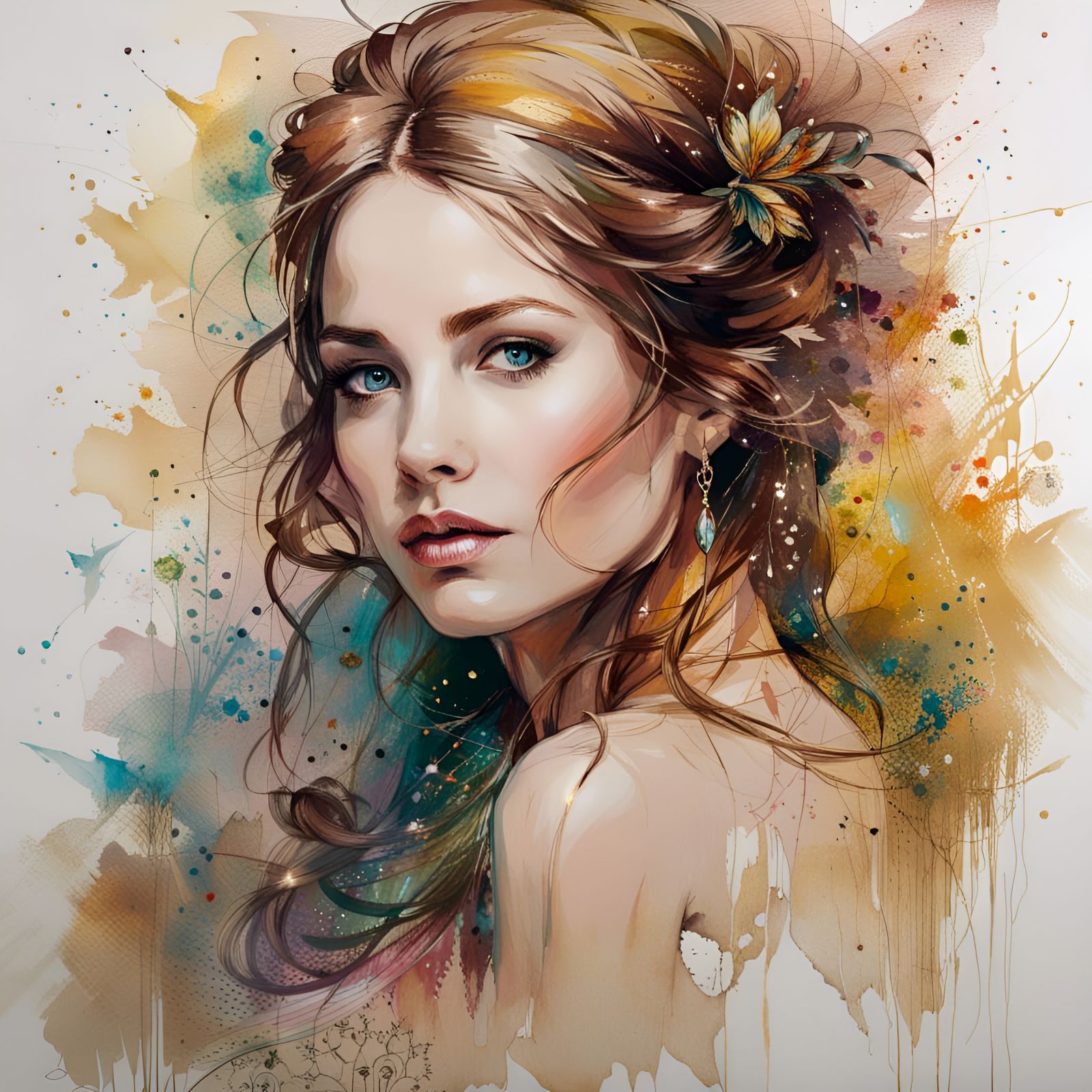 Elegant Princess Portrait in Carne Griffiths Style