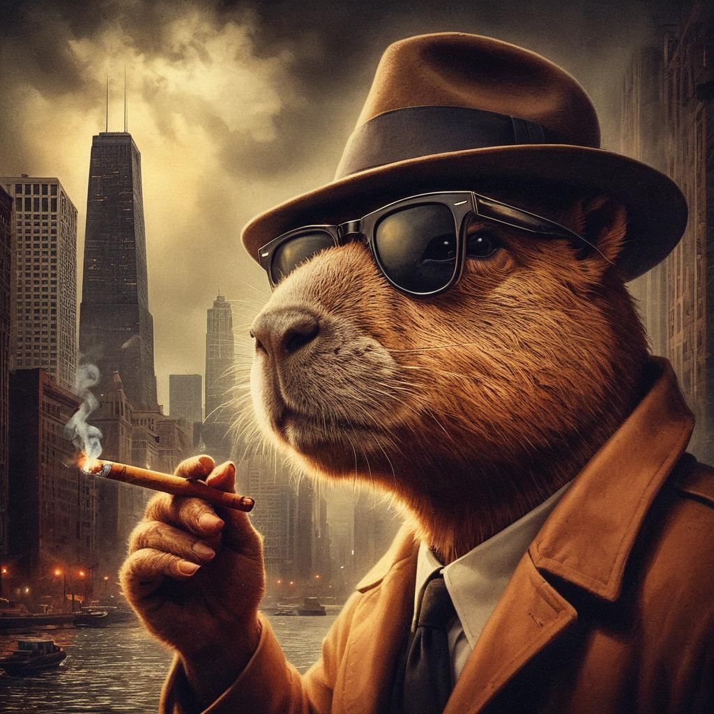 Capybara Film Noir Detective in Chicago