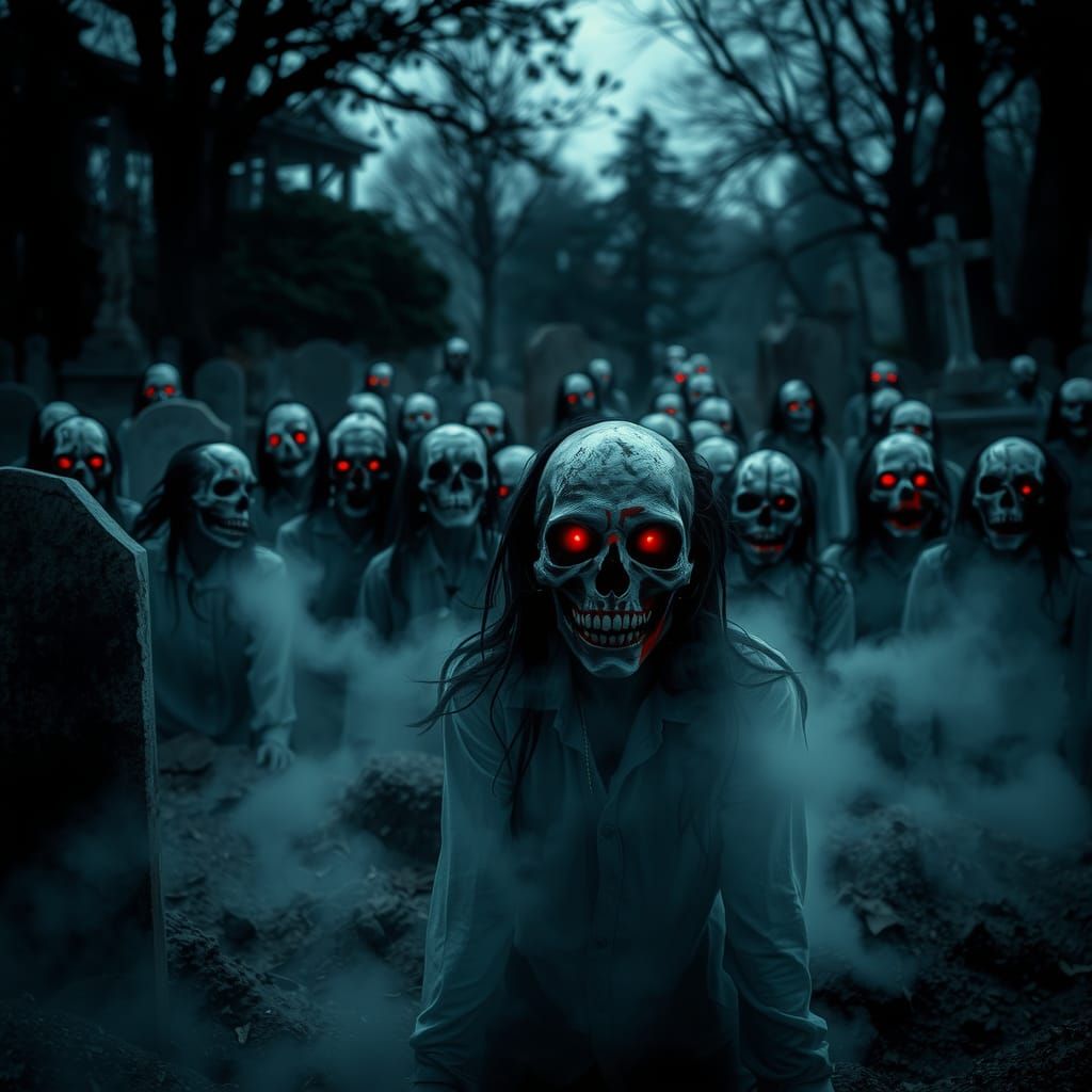 Graveyard Undead: A Gothic Horror Scene