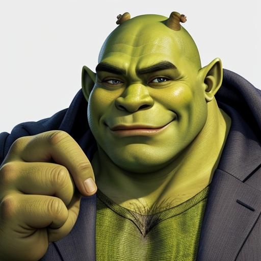 Buff Shrek with Two Chins Points Finger