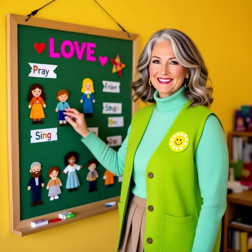 Woman Teaching Children About Jesus with Felt Storyboard