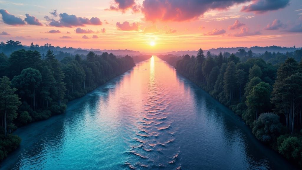 Surreal Hyper-Realistic Georgia Rivers: Black and White Flow