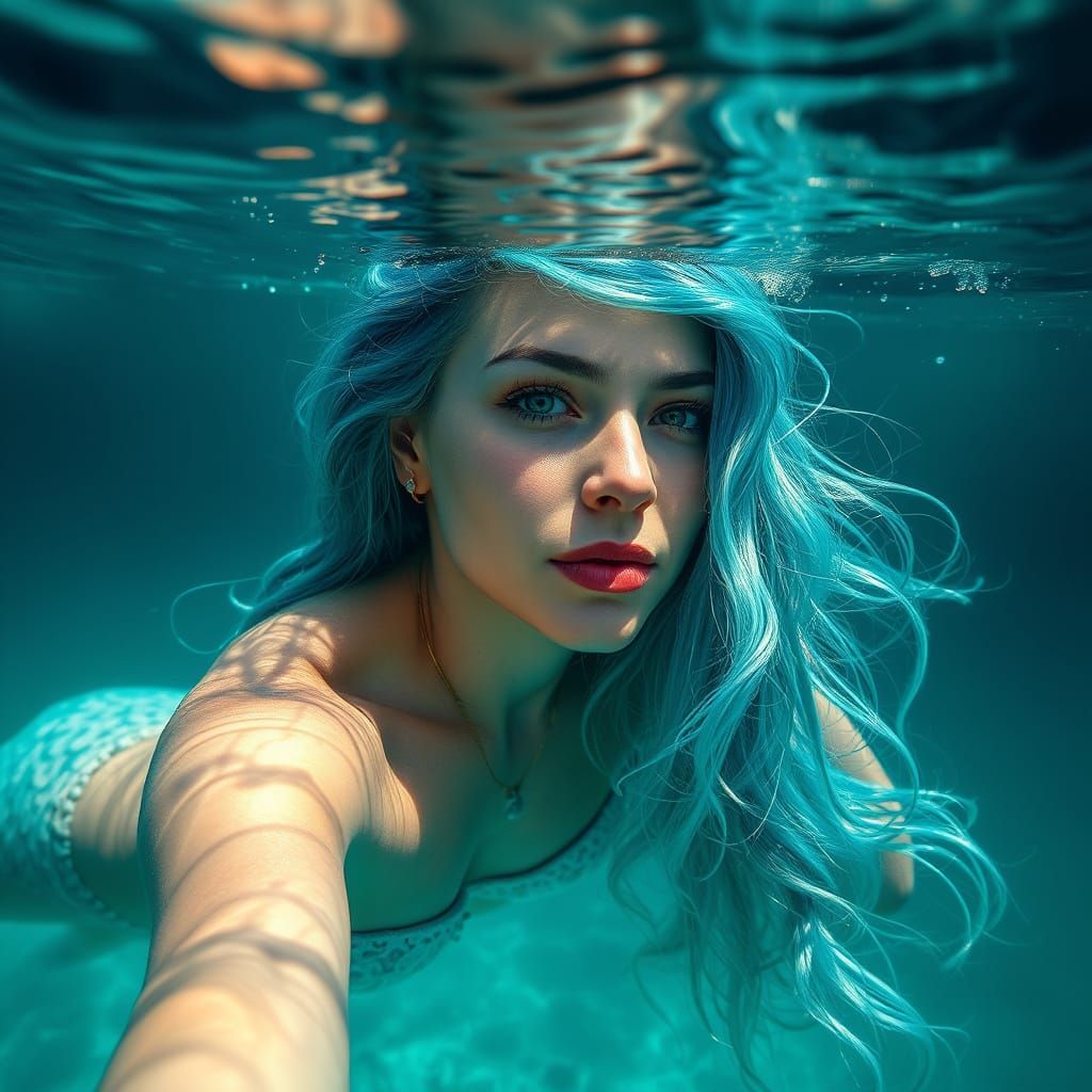 Mystical Mermaid Swims in Turquoise Seas