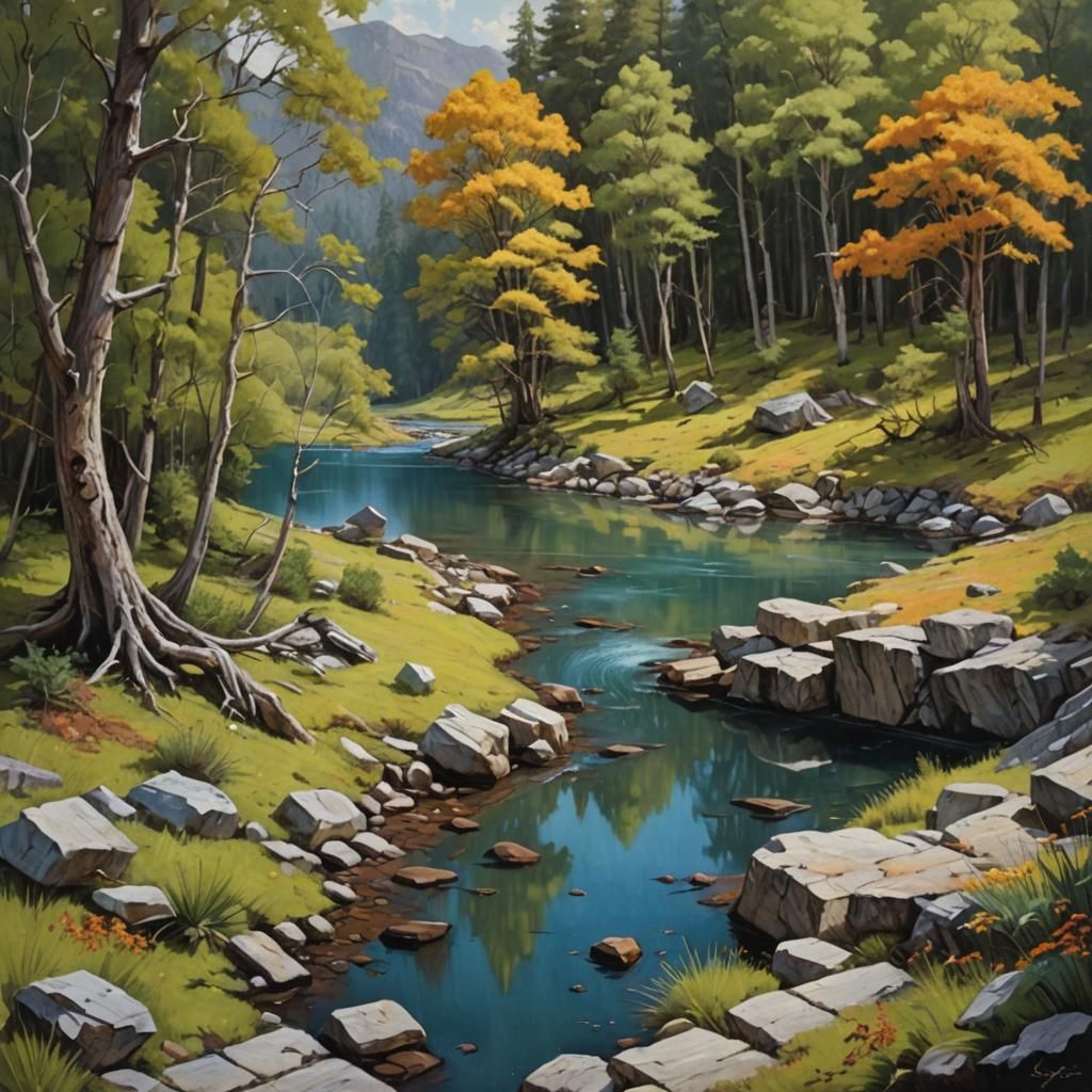 Felt Landscape in Oil Painting Style