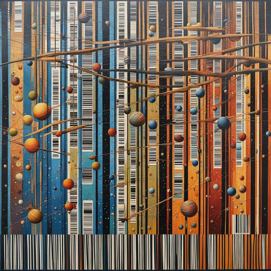 Hyperrealistic Abstract Barcode Universe Art