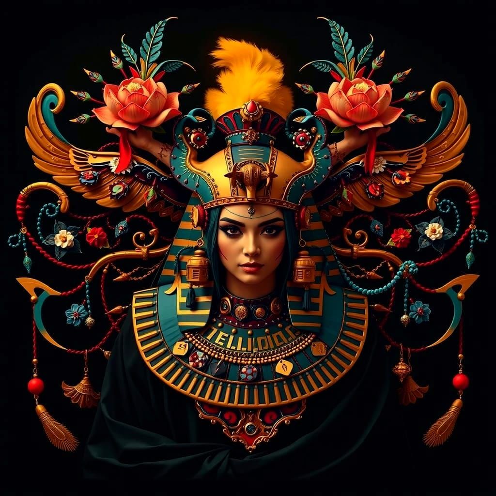 Harlequin, Geisha, and Tutankhamun in Photorealistic Full Bo...