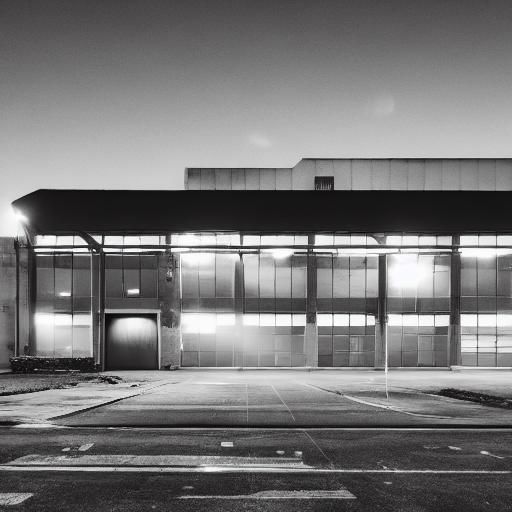 Empty Industrial Building at Night