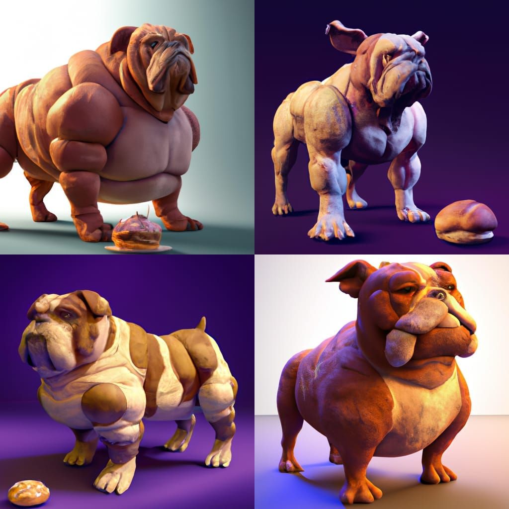 Bulldog with Bread Body: Detailed Fantasy Art