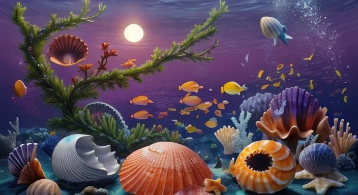 Knolling Still Life of Seashells