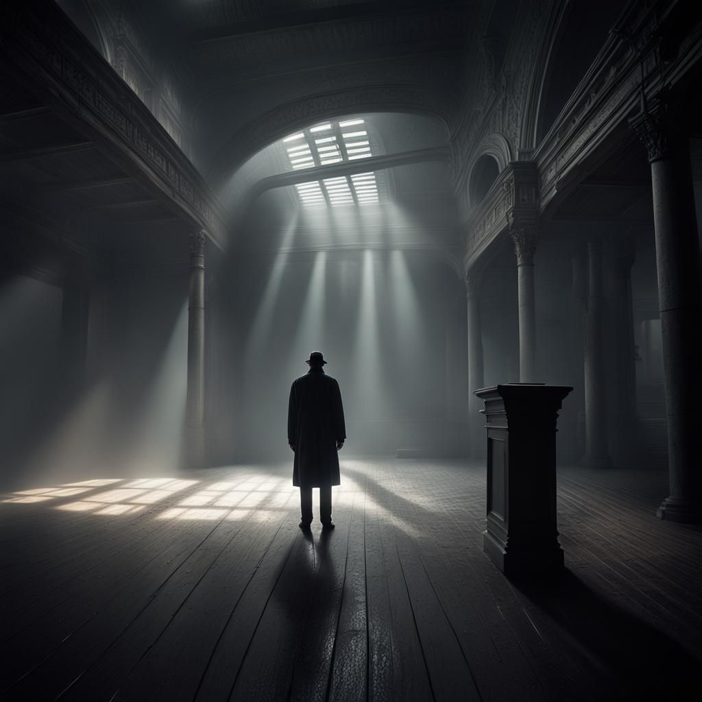 Moody Cinematic Scene with Lone Figure