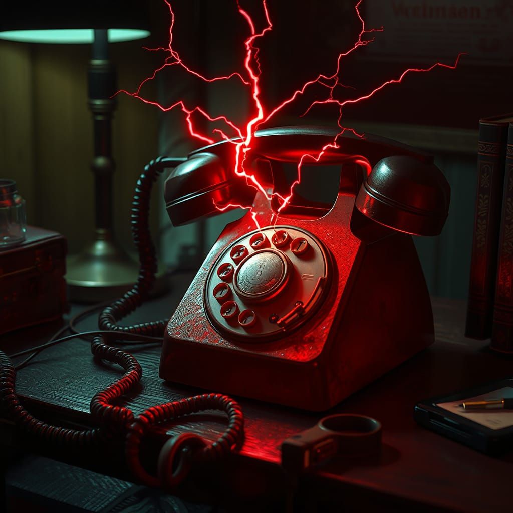 Cursed Rotary Phone Crackles with Red Electricity