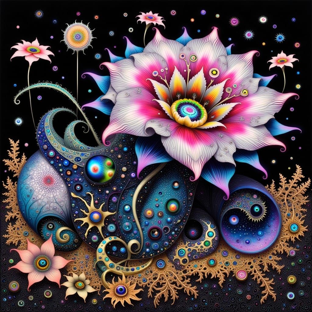 Dreamlike Indigo Bloom in Cosmic Harmony