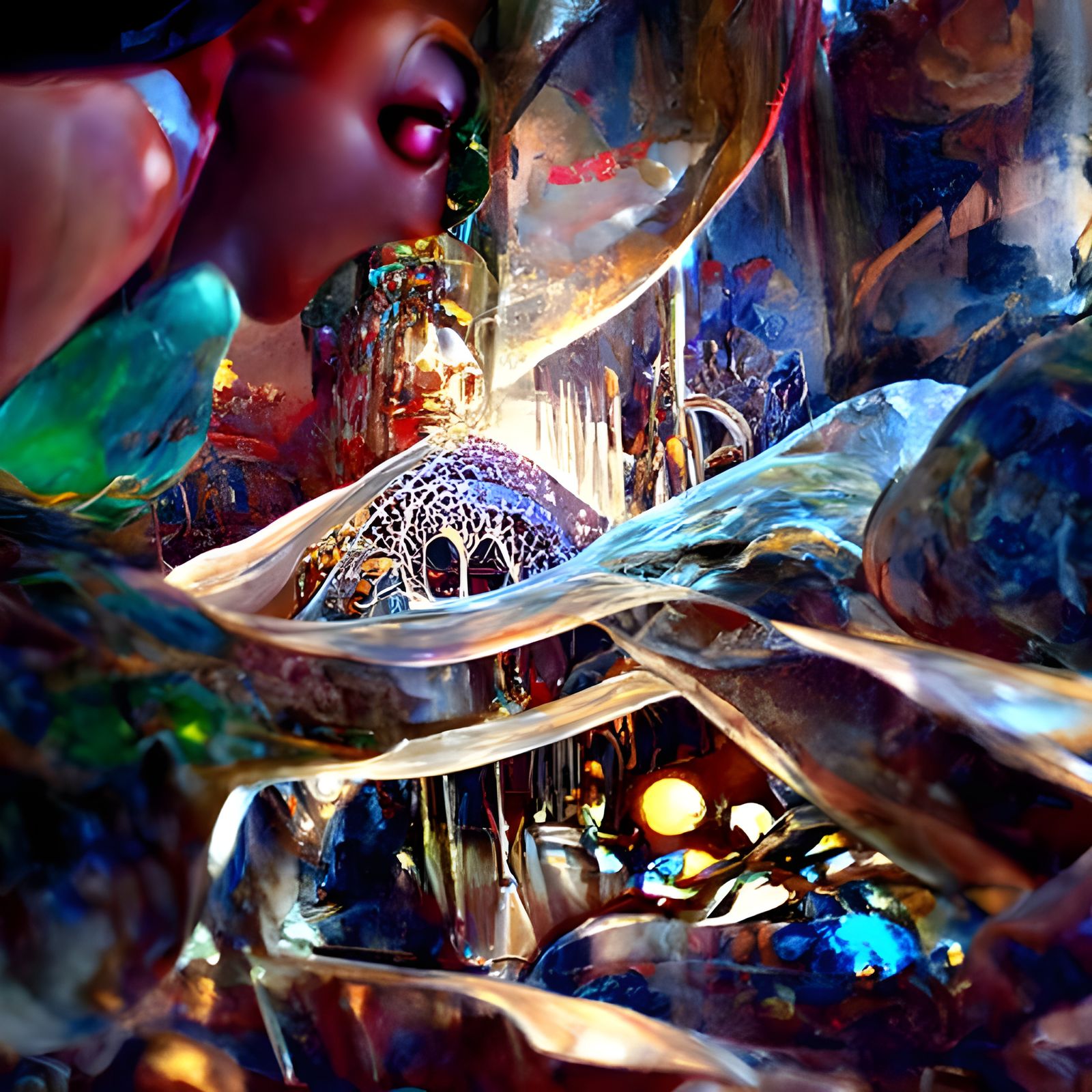 Surreal Abstract Landscape with Crystal Gems