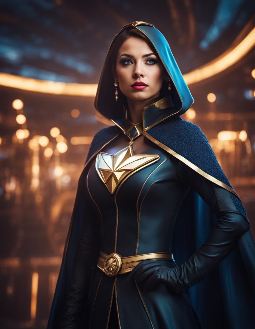 Female Spaceship Captain Portrait in Dark Future Style