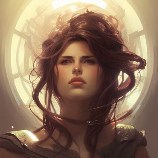 Detailed Hydra Portrait in Art Nouveau Style