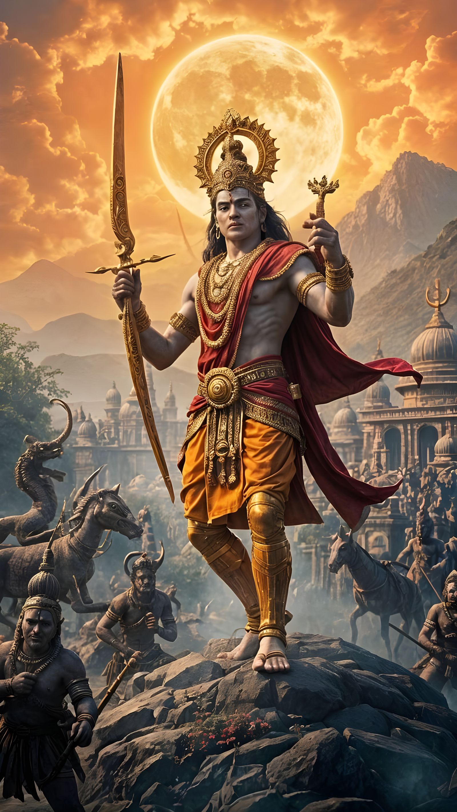 Epic Ramayana Battle Scene in Detailed Matte Painting