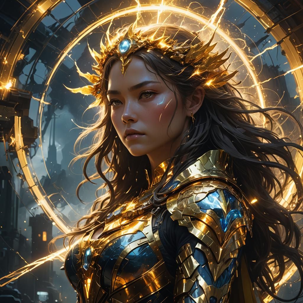 Thunder Queen Digital Illustration in Dark Fantasy Style