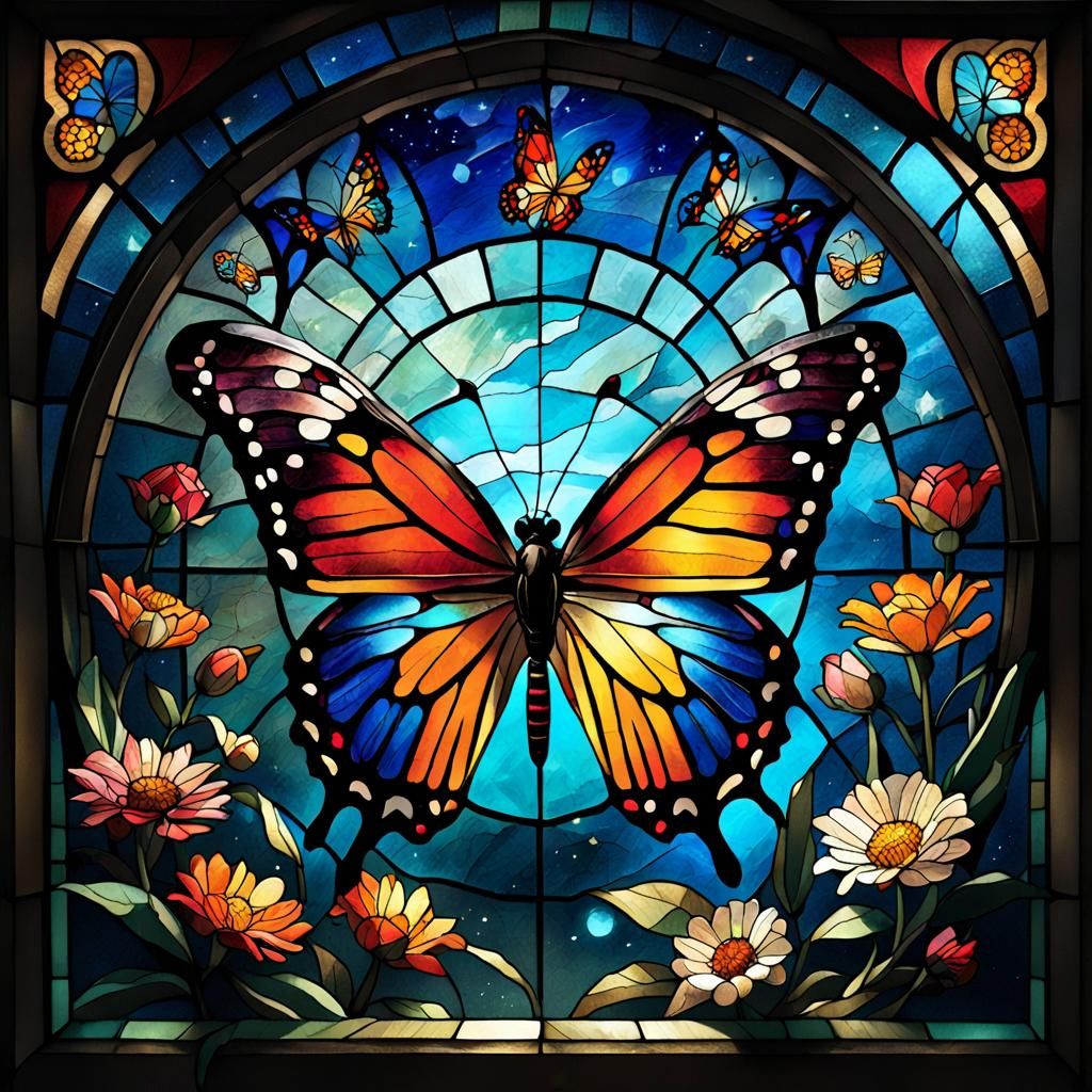 Floral Secret Garden with Butterfly in Hyperdetailed Style
