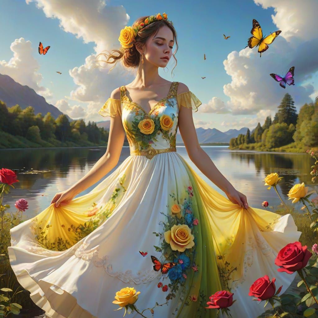 Dreamy Geisterwesen in Vibrant, Exotic Landscape